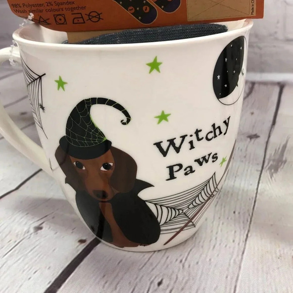 Milly green dachshund witchy paws mug and sock set - Picture 3 of 7